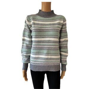 Women Winter Fashion Stripes Mock Neck Sweater Multi-Colors, M/L